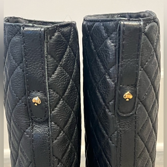 NWOT Kate Spade Sutton Quilted Riding Pull On Boots. Black/gold buckles 6 1/2 - Picture 5 of 10